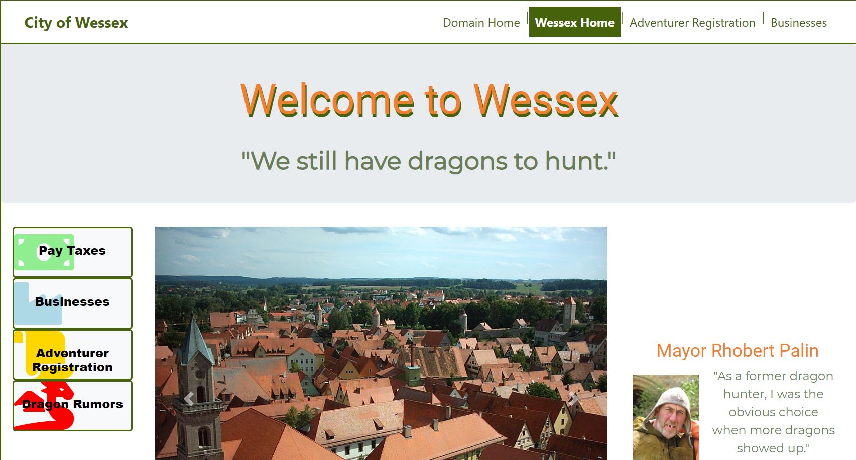 Snapshot of Web site created with Bootstrap.