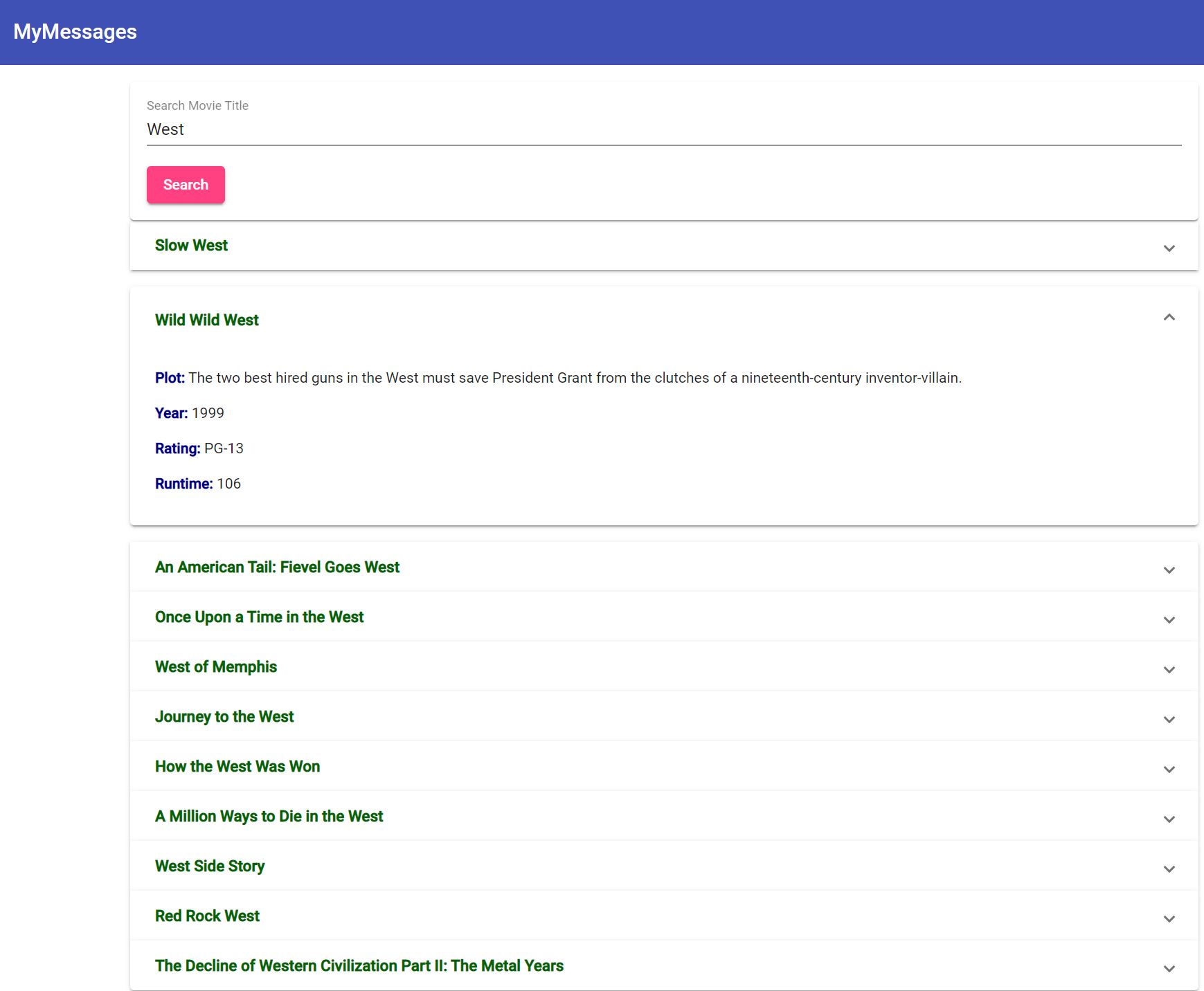 Searching a MongoDB movie database with Angular app.