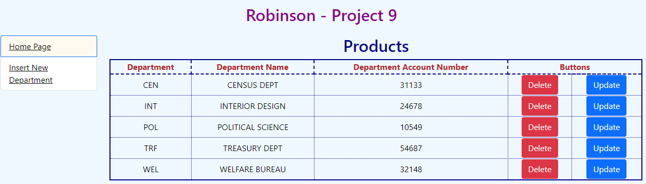 Image of PHP/MongoDB table displayed to a user.